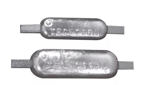 00304 Weld on Oval Hull Anode Zinc w/ Steel Strap