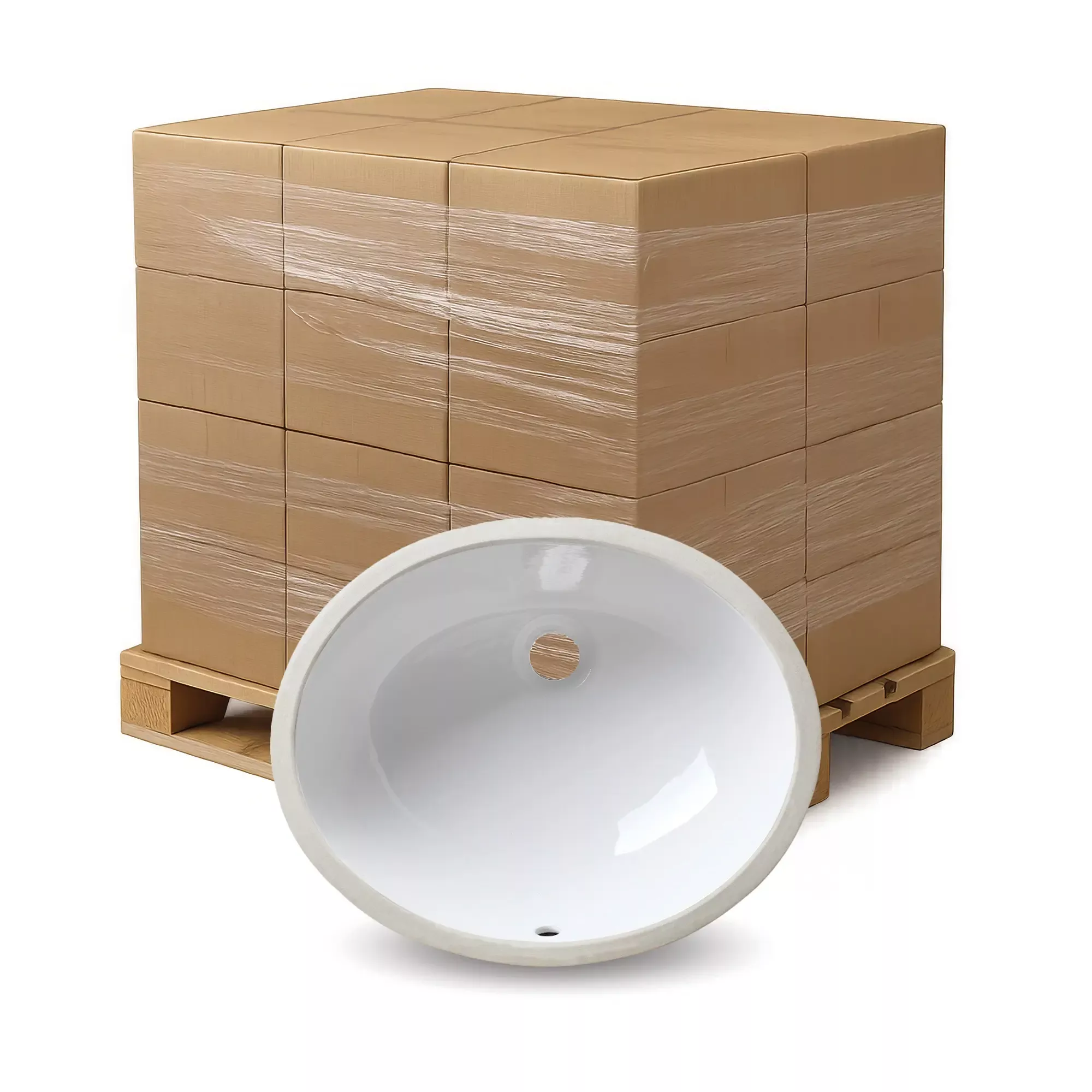 Bulk-Packed 18-1/2" Oval Porcelain Undermount Bathroom Sink in White