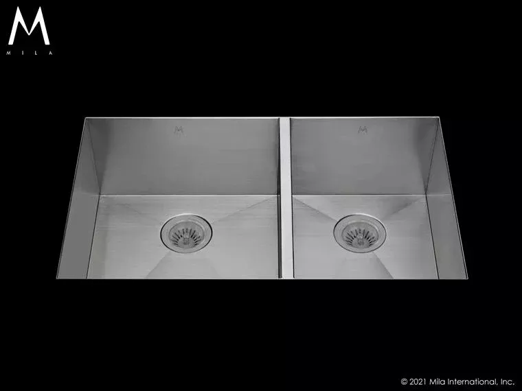 Mila - Flatiron Double Bowl Under Mount - 31 X 18.5 Satin Brushed SS