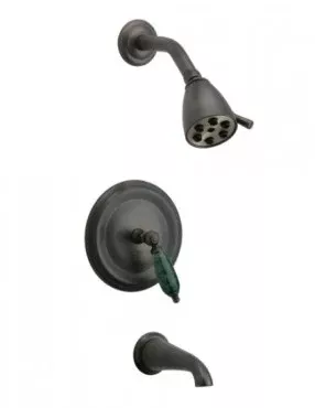 Phylrich - Carrara Pressure Balance Tub and Shower Set, Green Marble L