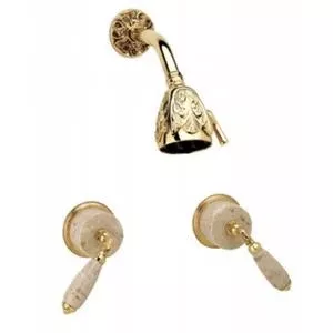 Phylrich - Valencia Two Handle Shower Set Beige Marble Lever Handles -