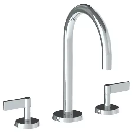 Watermark - Blue Deck Mounted 3 Hole Gooseneck Square Lavatory Set